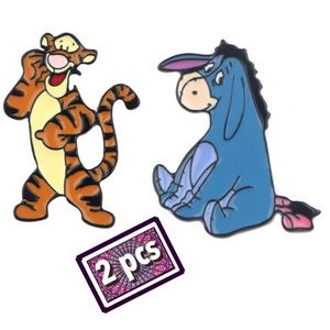 Set of 2 Eeyore Tigger Enamel Pins Bulk Disney Winnie the Pooh Character Badges